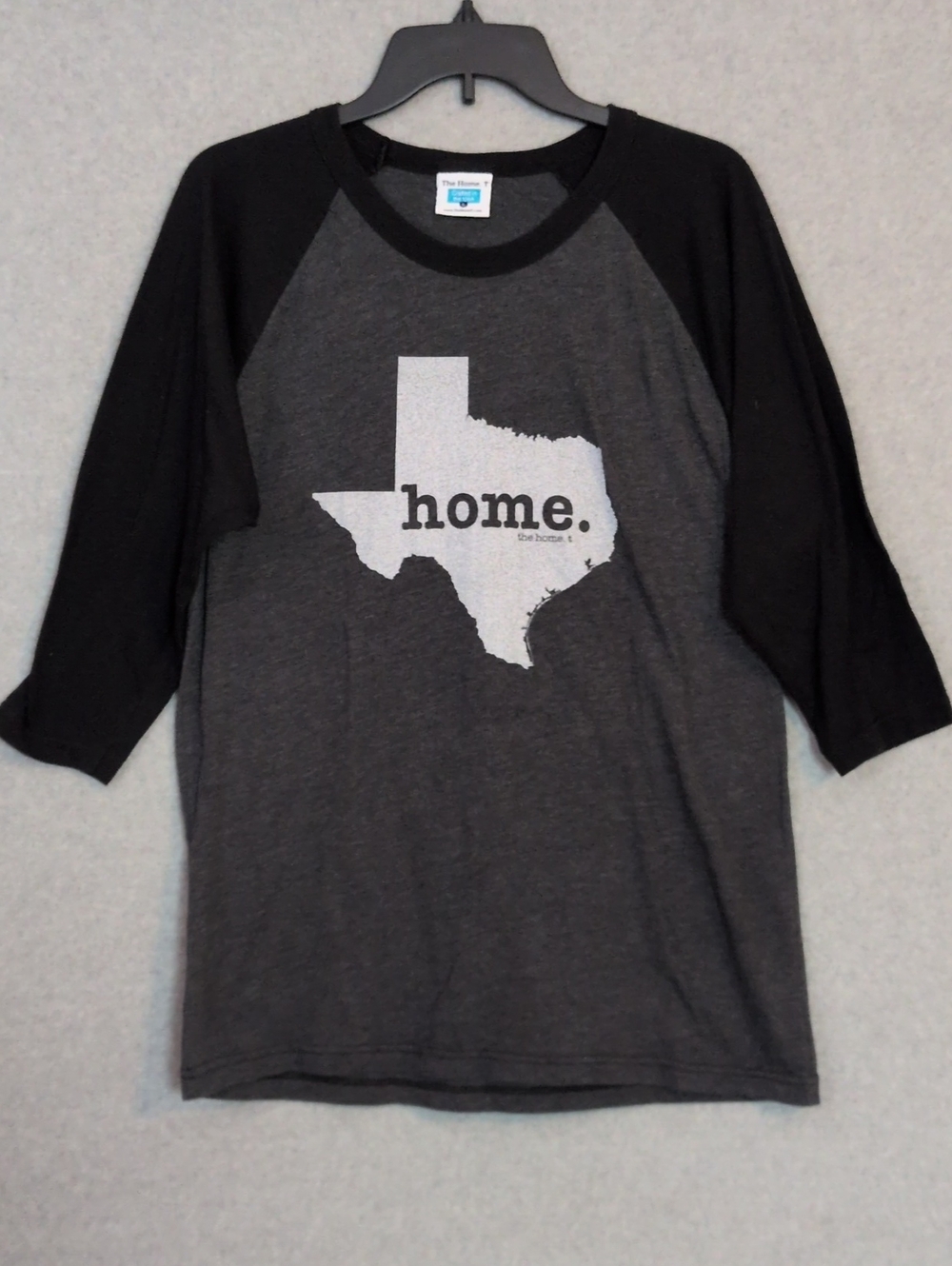 The Home T Texas HomeBlack Gray State Raglan Tee Adult L
